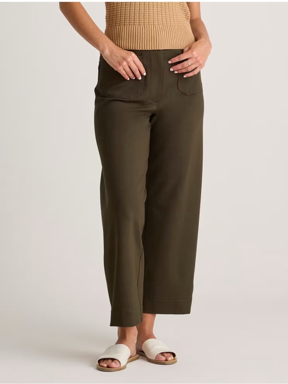 Quince Ultra Stretch Wide-Leg Pants in Olive Green
